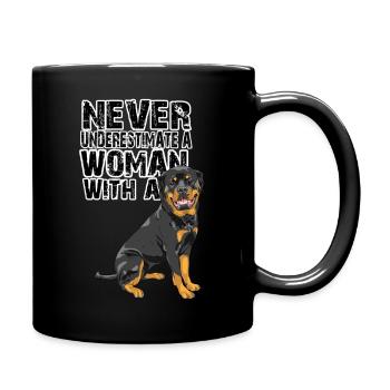 Do not underestimate a woman with a Rottweiler - Full Colour Mug - black - Right