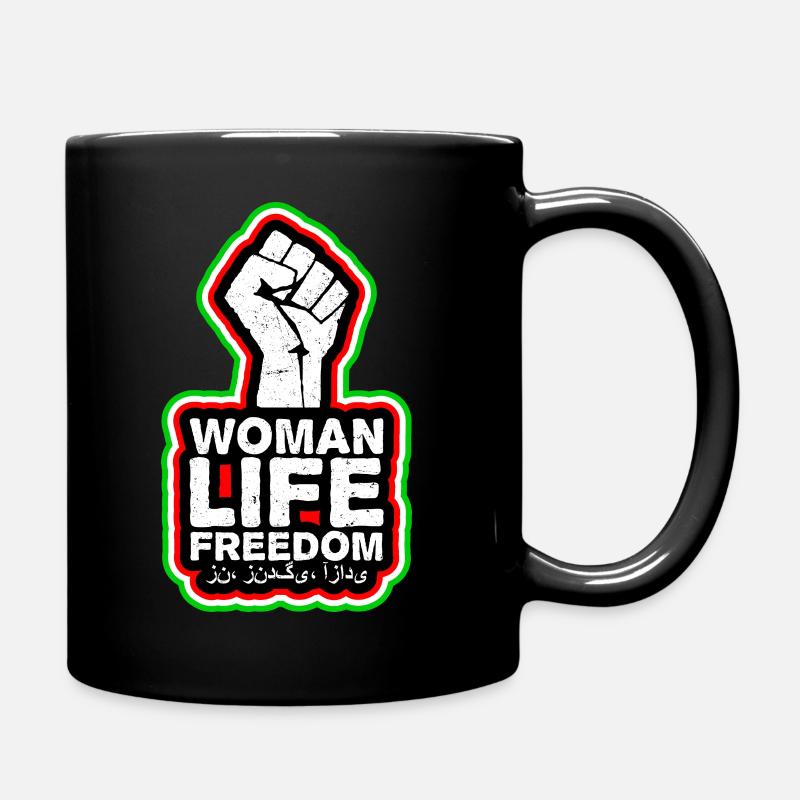 Frau Leben Freiheit | Faust mit Iran-Outline - Tasse einfarbig - Schwarz