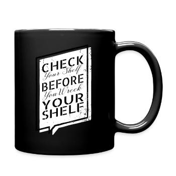 gift idea art sayings book worm humor feminine fun - Full Colour Mug - black - Right