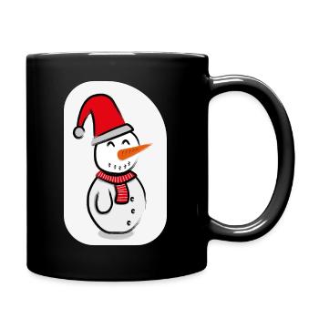 Schneemann mit hintergrund - Tasse einfarbig - Schwarz - Rechts