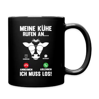 Meine Kühe rufen an - Tasse einfarbig - Schwarz - Rechts