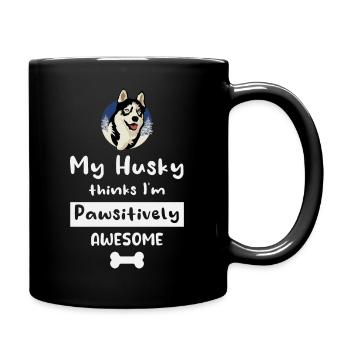 Husky Schlitten Hunderennen Alaskan Racers - Tasse einfarbig - Schwarz - Rechts