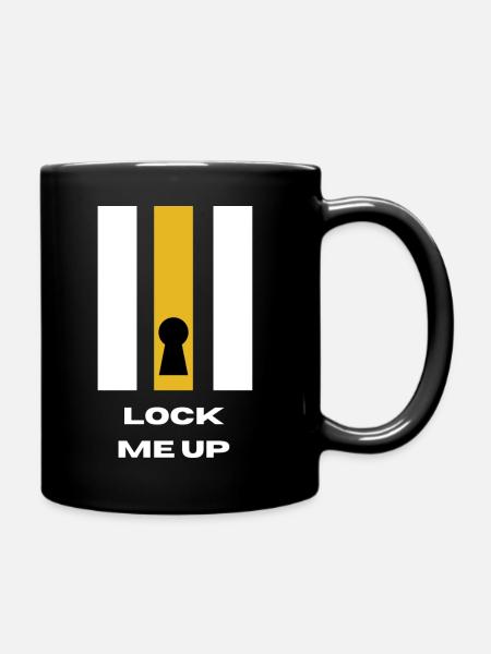 Black White and Lock me up T shirt Design - Tasse einfarbig - Schwarz