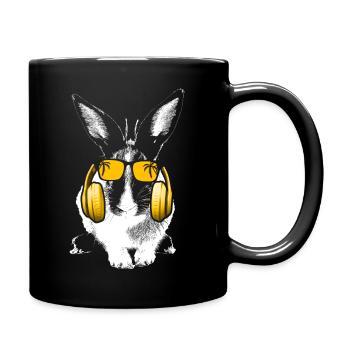 Hase Tierfans Kopfhörer Sonnenbrille Haustier Hase - Tasse einfarbig - Schwarz - Rechts
