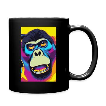 Gorilla écoute de la musique - Mug uni - noir - Droite