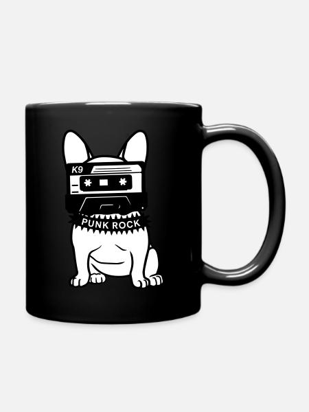 Punk Rock Frenchie - Cassette Rétro Dog Design - Mug uni - noir
