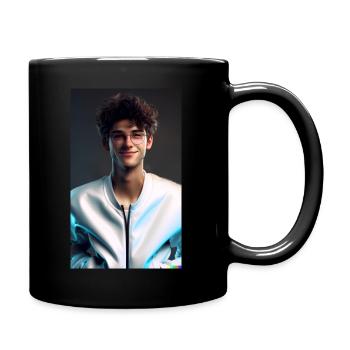 Porträt Mann - Tasse einfarbig - Schwarz - Rechts