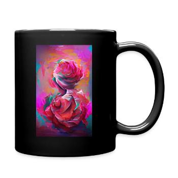 Rosen Blüte - Tasse einfarbig - Schwarz - Rechts