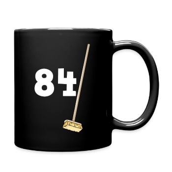 84 Geburtstag Besen Humor Opa und Oma - Tasse einfarbig - Schwarz - Rechts