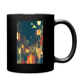 Tokio Nacht - Tasse einfarbig - Schwarz - Rechts