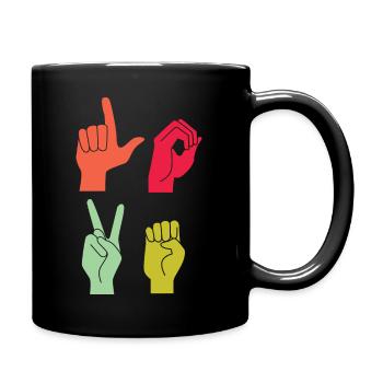 Love Sign ASL Deaf Pride - Tasse einfarbig - Schwarz - Rechts