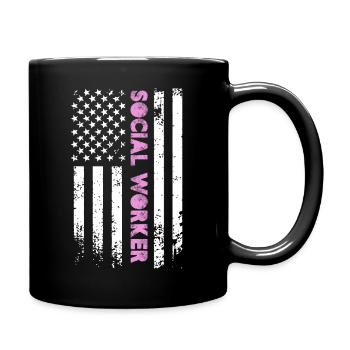 Travailleur social Drapeau américain - Mug uni - noir - Droite