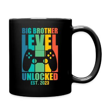 Level up to Big bro 2023 cool gaming design - Full Colour Mug - black - Right