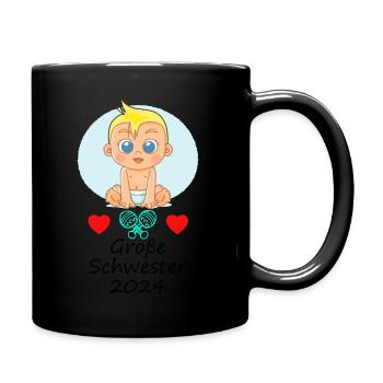 Große Schwester - Tasse einfarbig - Schwarz - Rechts