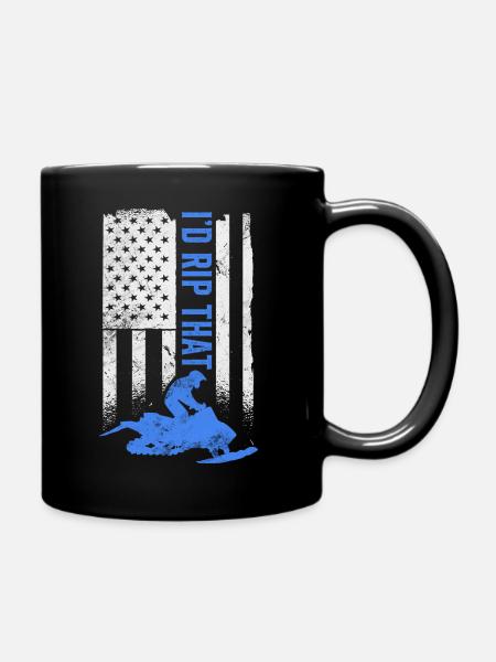 I'd rip that | USA Flag and Biker - Full Colour Mug - black