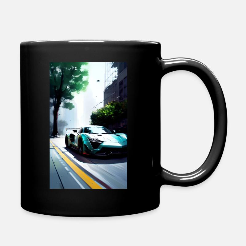 Des voitures de course dans une atmosphère de ville lugubre - Mug uni - noir