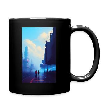 Rainy Day in the city - Full Colour Mug - black - Right