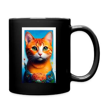 Orange Cat Painting - Full Colour Mug - black - Right