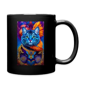 Getiegerter Kater Gemälde - Tasse einfarbig - Schwarz - Rechts