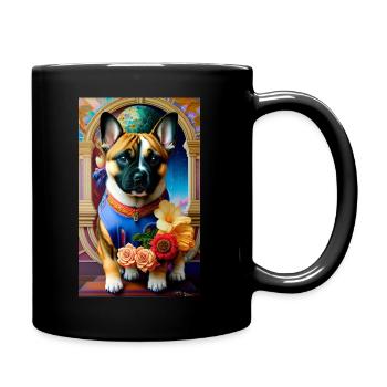 Bulldogge Gemälde - Tasse einfarbig - Schwarz - Rechts
