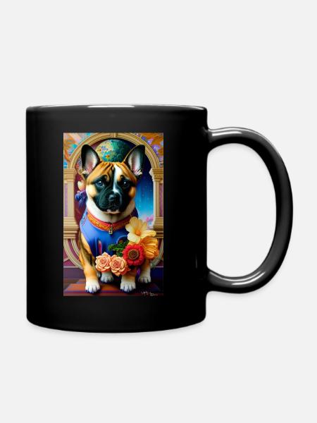 Bulldogge Gemälde - Tasse einfarbig - Schwarz
