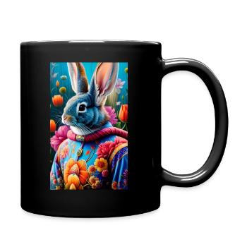 Peinture de lapin - Mug uni - noir - Droite