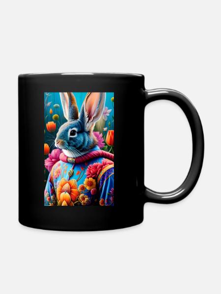 Hase Gemälde - Tasse einfarbig - Schwarz