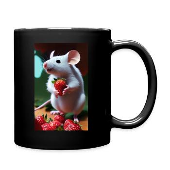 The mouse collecting strawberries - Full Colour Mug - black - Right
