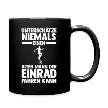 Kunstrad Fahrrad Einrad - Tasse einfarbig - Schwarz - Rechts