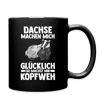 Tiermotiv Dachs - Tasse einfarbig - Schwarz - Rechts