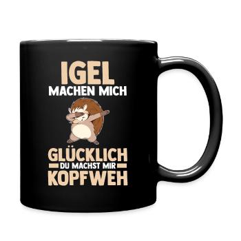 Tiermotiv Igel - Tasse einfarbig - Schwarz - Rechts