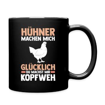 Huhn Landwirt Bauernhof Hühner - Tasse einfarbig - Schwarz - Rechts