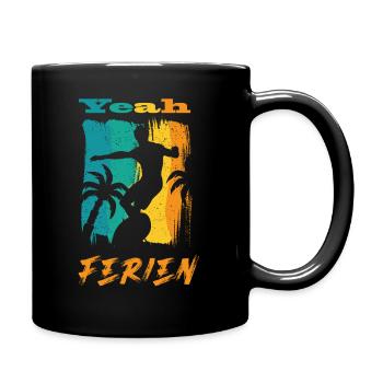 Yeah Ferien! Surfen und Strand - Tasse einfarbig - Schwarz - Rechts
