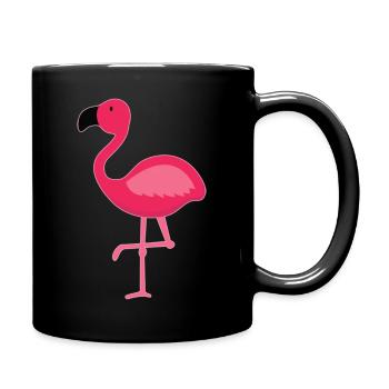 Cute Pink Flamingo Bird - Full Colour Mug - black - Right