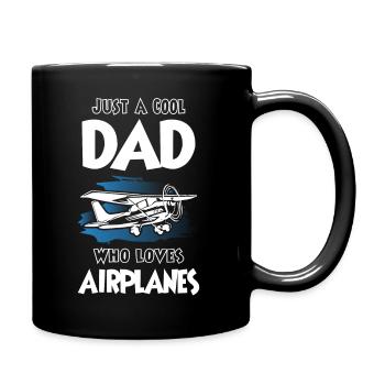 Just a Cool Dad Who Loves Airplanes - Full Colour Mug - black - Right