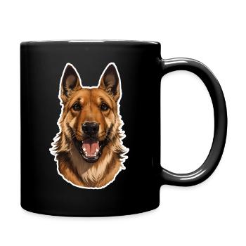 Belgischer Schäferhundkopf - Tasse einfarbig - Schwarz - Rechts