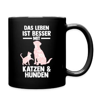 Hunde Katzenliebhaber Hundeliebhaber Katzen - Tasse einfarbig - Schwarz - Rechts