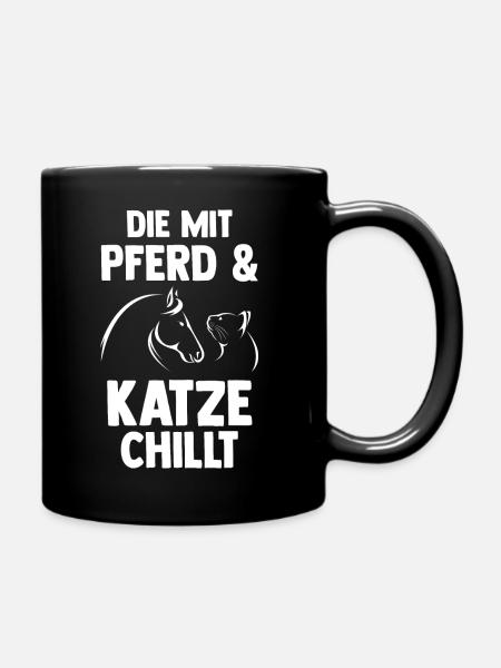 Katzen Pferdeliebhaber Katzenliebhaber Pferde - Tasse einfarbig - Schwarz
