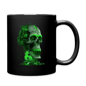 Green cyber Skull - Full Colour Mug - black - Right