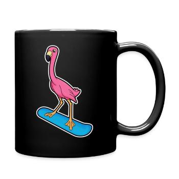 Flamingo en snowboarder avec Snowbaord - Mug uni - noir - Droite