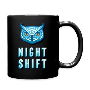 Waldfreunde Uhu Nachtschicht v2 - Tasse einfarbig - Schwarz - Rechts