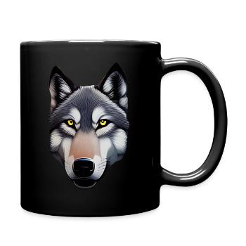 Wolf - Tasse einfarbig - Schwarz - Rechts