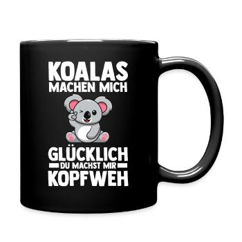 Koalabär Koala - Tasse einfarbig - Schwarz - Rechts