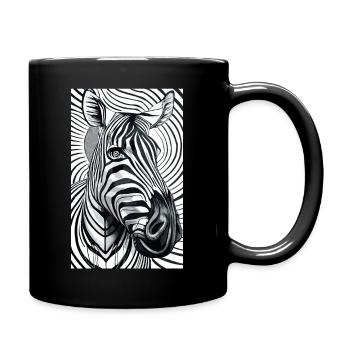 Psychedelisches Zebra - Tasse einfarbig - Schwarz - Rechts