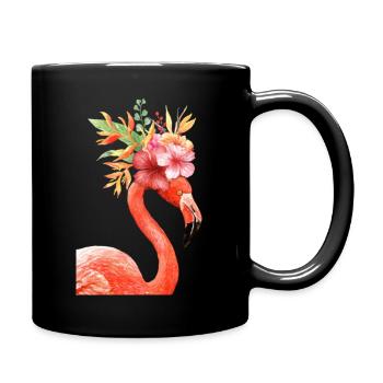 Flamant rose Couronne florale T shirt - Mug uni - noir - Droite