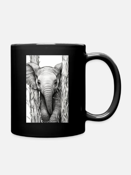 Elefanten Baby - little Elephant - Tasse einfarbig - Schwarz