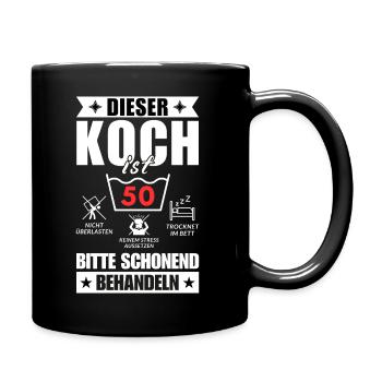 Dieser Koch ist 50. Schonend behandeln - Tasse einfarbig - Schwarz - Rechts