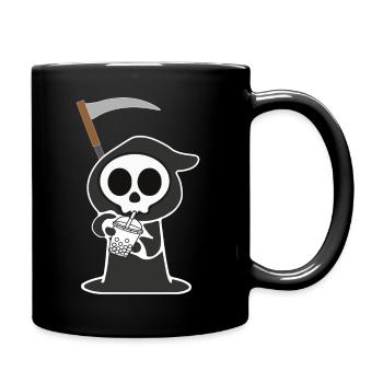 Halloween Sensenmann mit Sense und Bubbletea - Tasse einfarbig - Schwarz - Rechts