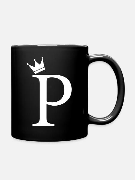 P-Monogramm-Krone - Tasse einfarbig - Schwarz