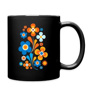 70s Floral Pattern - Full Colour Mug - black - Right
